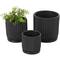 Black Ribbed Textured Ceramic Planter Set